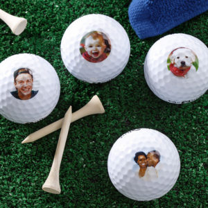 Add personal photos to golf balls, great gift for a golfer