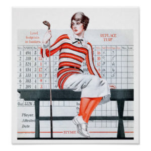 vintage woman golfer poster retro