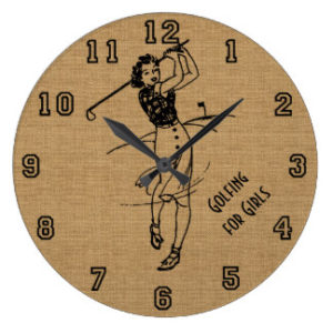 vintage woman golfer wall clock