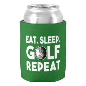 eat sleep golf repeat can cooler koozie, gifts for golfers who drink