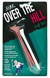 over the hill golf tees, funny golf gag gift for older guys, golf joke gift