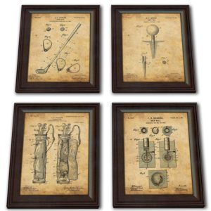 4 golf patent prints framed