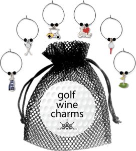 golf wine charms six pack