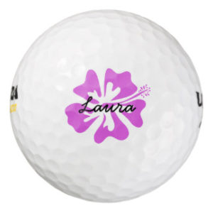personalized golf balls pink hawaiian flower