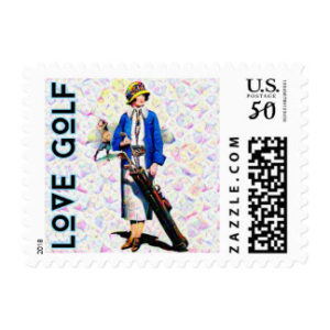 woman golfer postage stamps