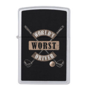 funny golf gifts, worlds worst driver zippo lighter