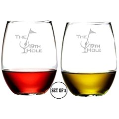 19th hole golf wine glasses, drinking gifts for golfers, golfer wine glasses