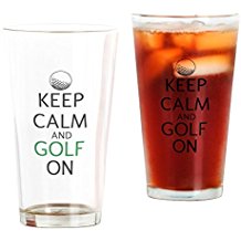 keep calm and golf on pint glass, golfer drinking gifts, golf pint glasses