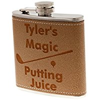 personalized golf flask, custom golfer flask with putting juice, golf drinking gift
