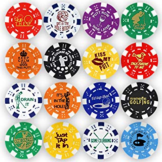 poker chip golf ball markers, golf themed poker chip ball markers